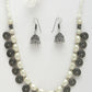 NVR Women's White Silver-Plated Choke Oxidized Necklace with Jhumka Earrings - Swadesiicart