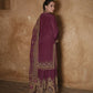 Anaita Purple Silk Readymade Palazzo Suit with Swarovski Work