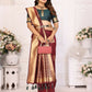 Anaita Brown Soft Silk With Zari Weaving Borders Saree With Blouse