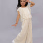Lil Drama Glam Up Girls Beige Party Top and Pant Set | Swadesiicart