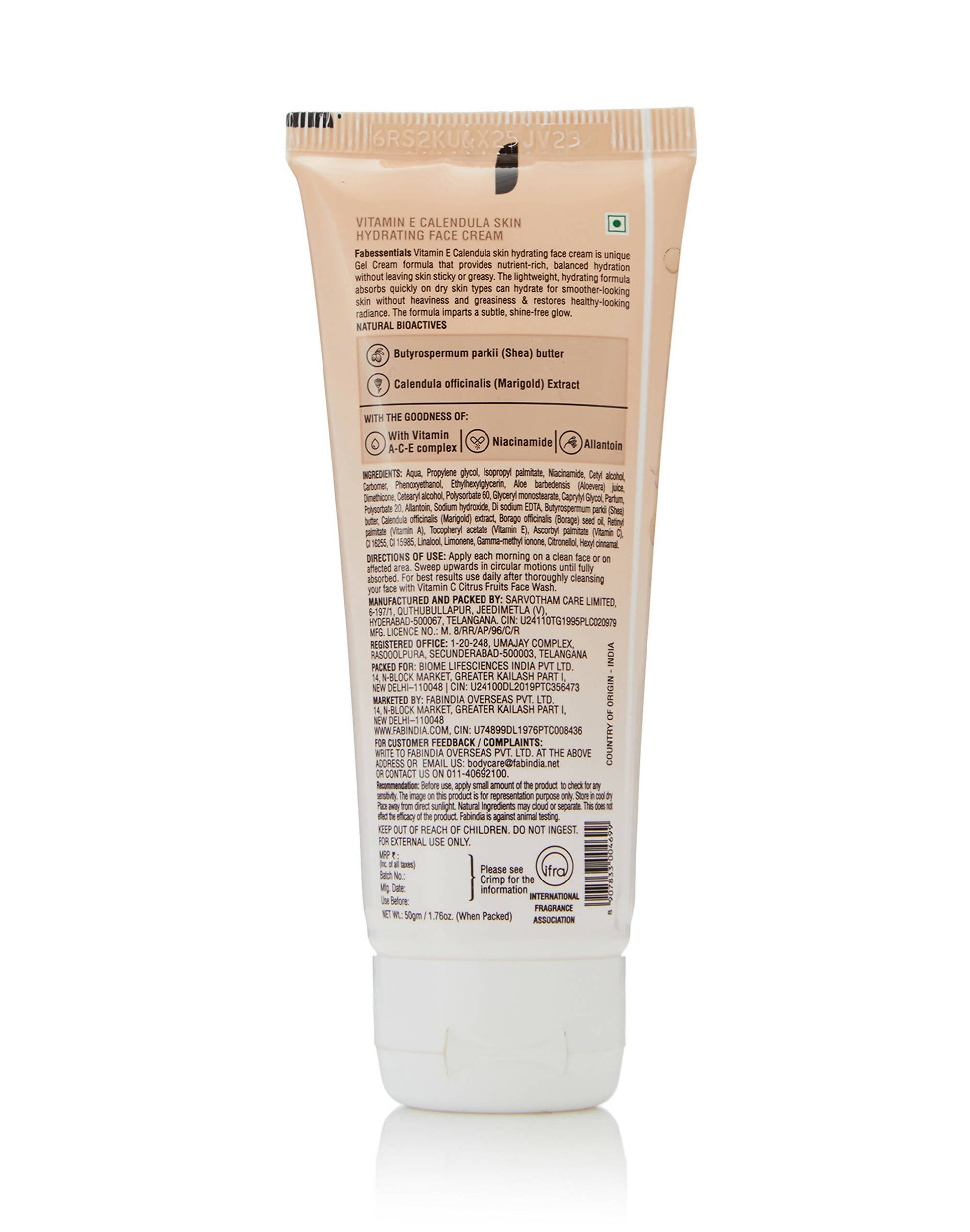 Fabessentials Vitamin E Calendula Skin Hydrating Face Cream - Swadesiicart