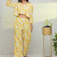 Myshka Women Yellow Printed Pastels Co-Ords - Swadesiicart