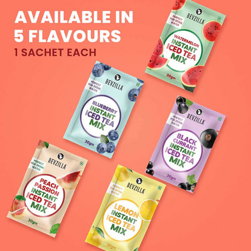 Bevzilla 5 Flavoured Iced Tea Sachets + Shaker | Swadesiicart