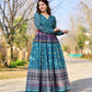 Jyoti Fashion Women's Blue Heavy Digital Printed Cotton Silk Anarkali Dress | Swadesiicart
