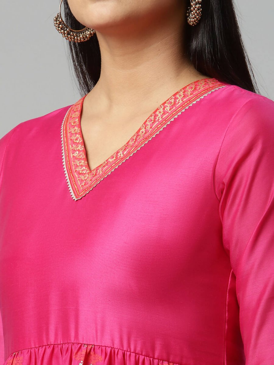Ahalyaa Womens Pink Crepe Printed Dress | Swadesiicart