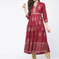 Aniyah Rayon Block Printed Anarkali Kurta In Maroon (AN-116A)