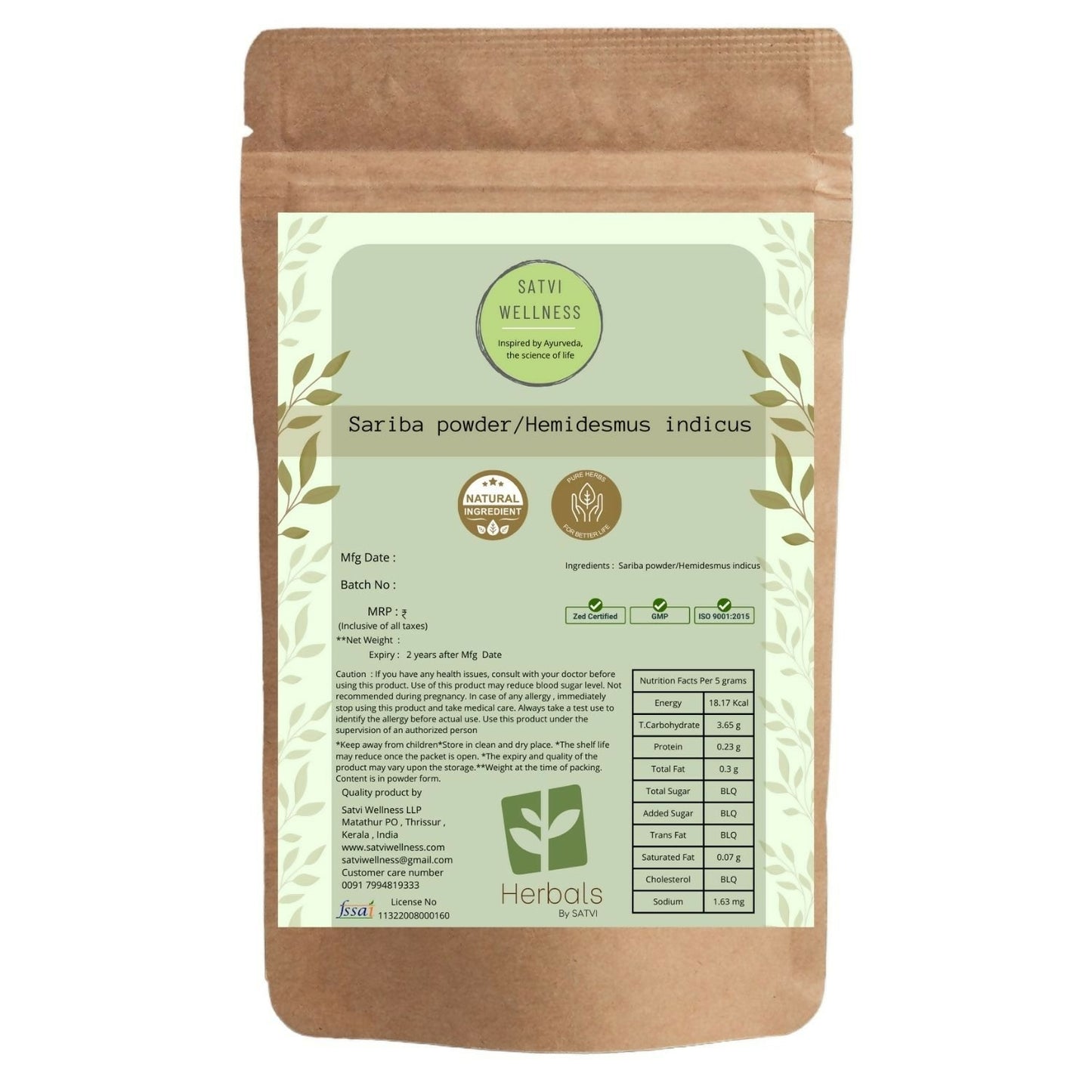 Satvi Wellness Sariba Powder | Hemidesmus Indicus - Satvi Wellness