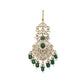 Nuyug 18K Gold Plated Ethereal Green Stone Maang Tikka | Swadesiicart