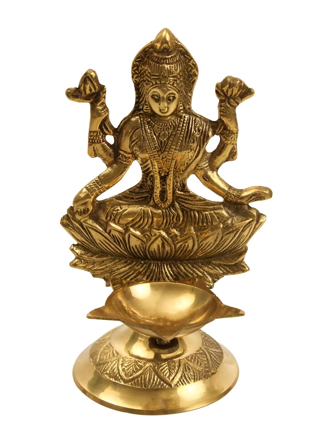 Spillbox Gold-Toned Brass Lakshmi Diya Pooja Essential | Swadesiicart