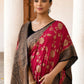 Joban Fashion Fuchsia Crepe Chiffon Pure Handloom Banarasi Silk Saree | Swadesiicart