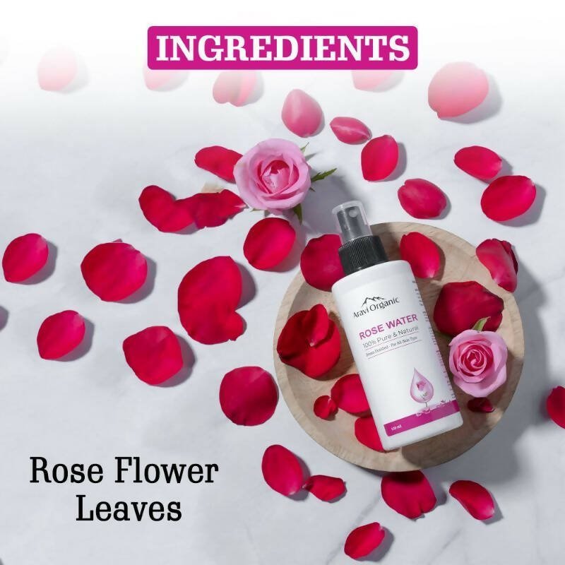 Aravi Organic 100% Steam Distilled Rose Water Face Toner Spray | Swadesiicart