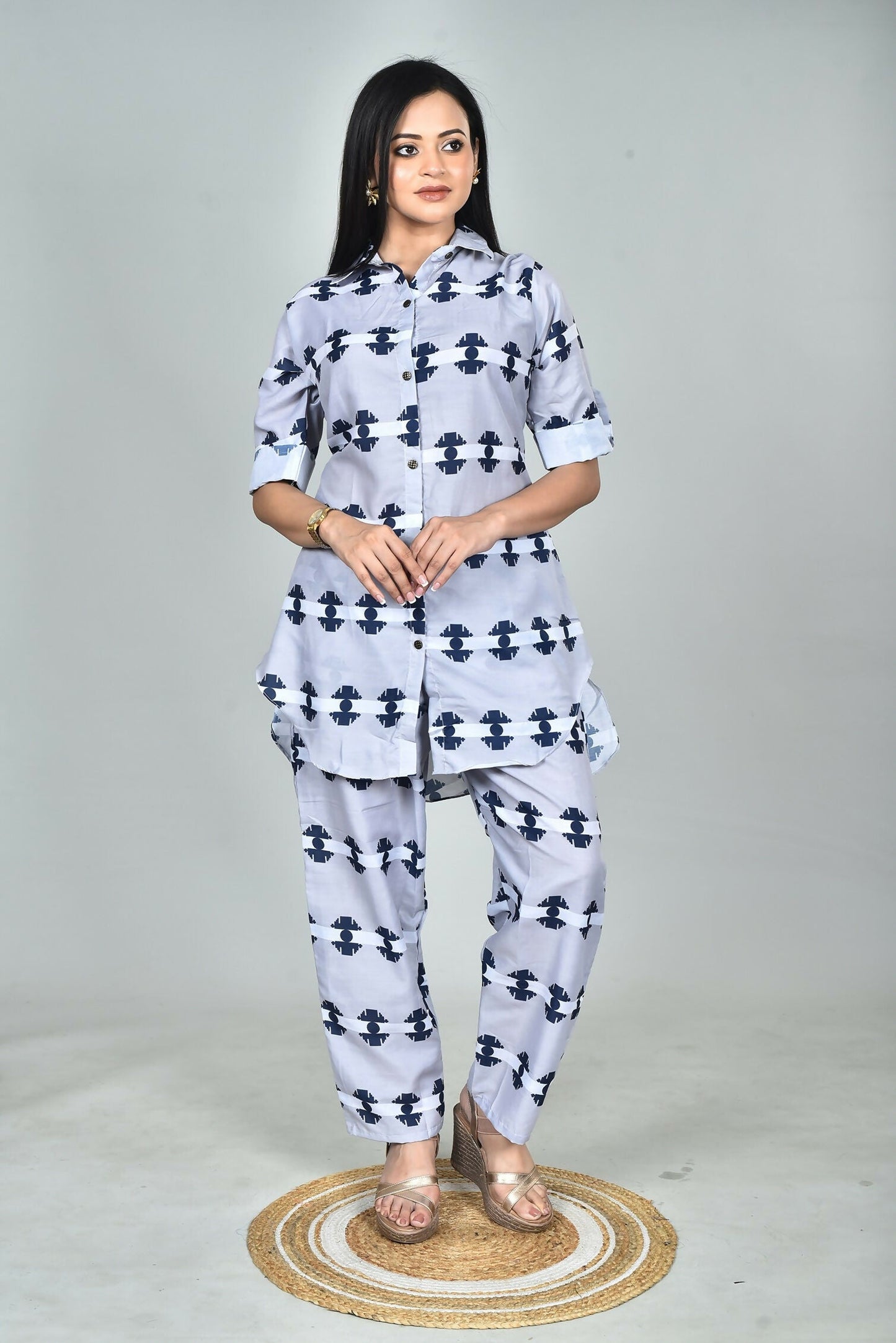 Morchari Digital Print Semi Muslin Co-Ord Set Top & Trouser-Multicolor - Swadesiicart