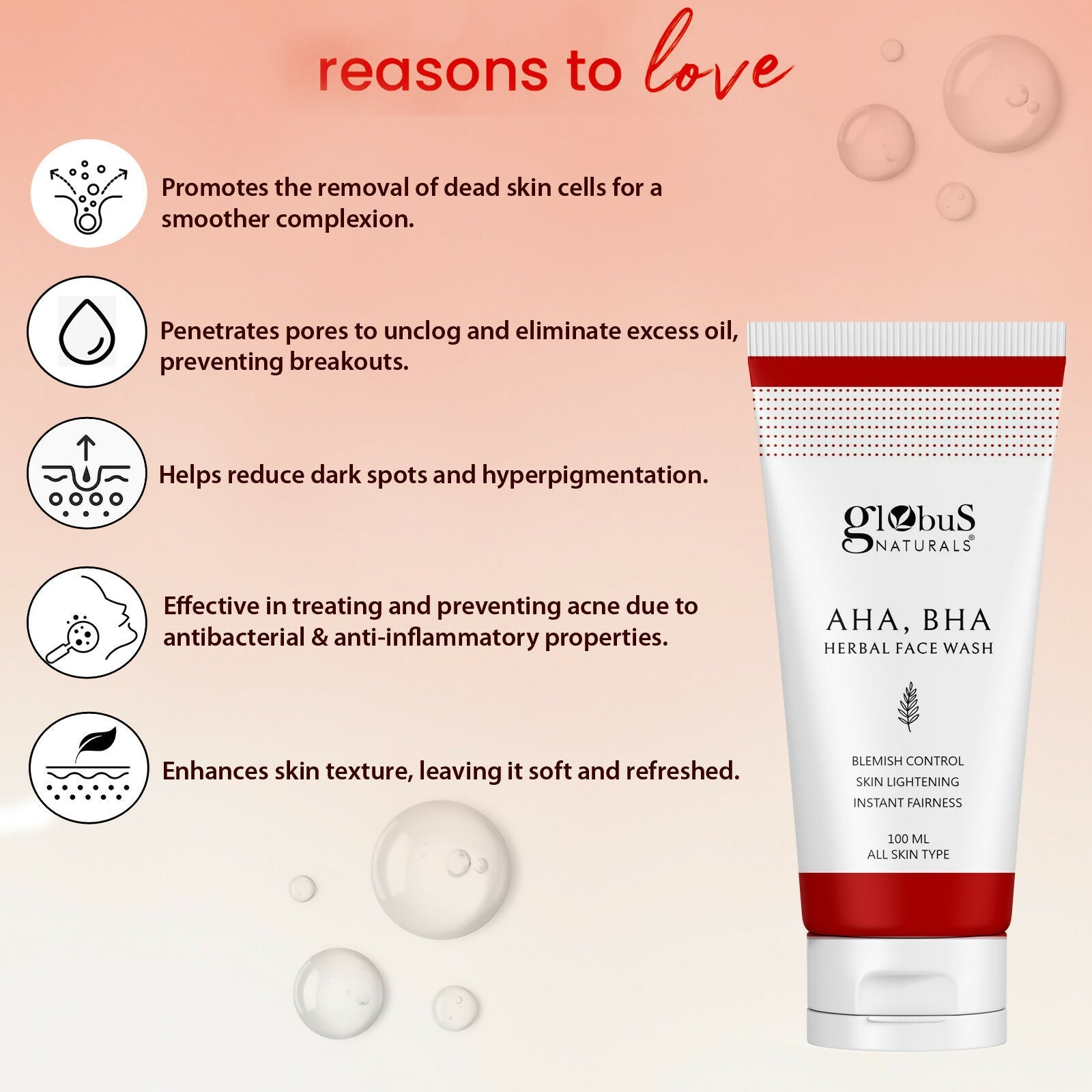 Globus Naturals AHA BHA Herbal Face Wash | Swadesiicart