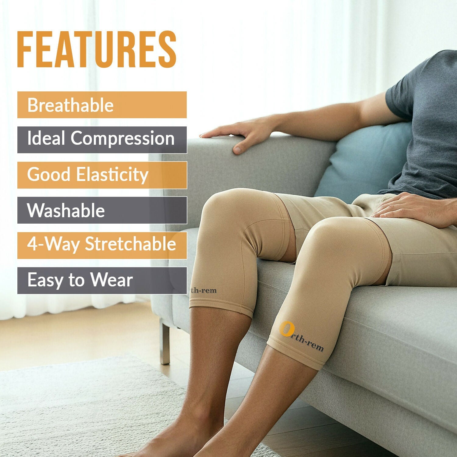 Orth-Rem Knee Cap Support For Men & Women (Pair) Knee Brace Pain Relief | Swadesiicart