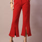 Myshka Women's Red Solid Boat Neck Party Top With Trousers Co-ord set - Swadesiicart