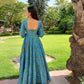 Jyoti Fashion Women's Turquoise Heavy Digital Printed Cotton Silk Anarkali Dress | Swadesiicart