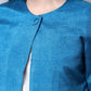 Even Apparels Blue 100% Viscose Open Front Statement Women's Jacket | Swadesiicart
