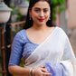 Lavender Poly Chiffon Striped Saree with Unstitched Blouse - Hiral Fashion | Swadesiicart