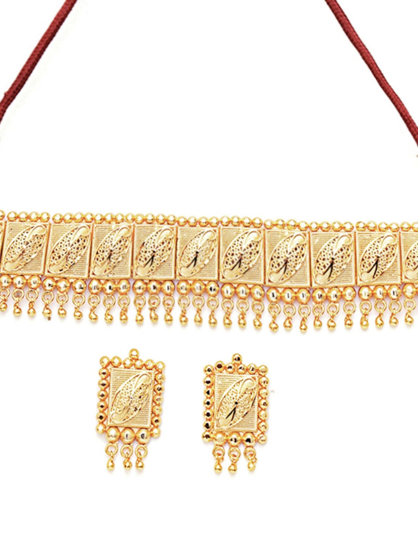 Gold plating jewellery set (Gold) - Ruby Raang - Swadesiicart