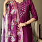 The52 Wine Women's Gorgeous Embroidered Rayon Fabric Straight Kurta Pant with Dupatta Set - Swadesiicart