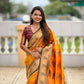 PR Fashion Mustard Orange Soft Banarasi Silk With Zari Weaving Meenakari Design Saree | Swadesiicart