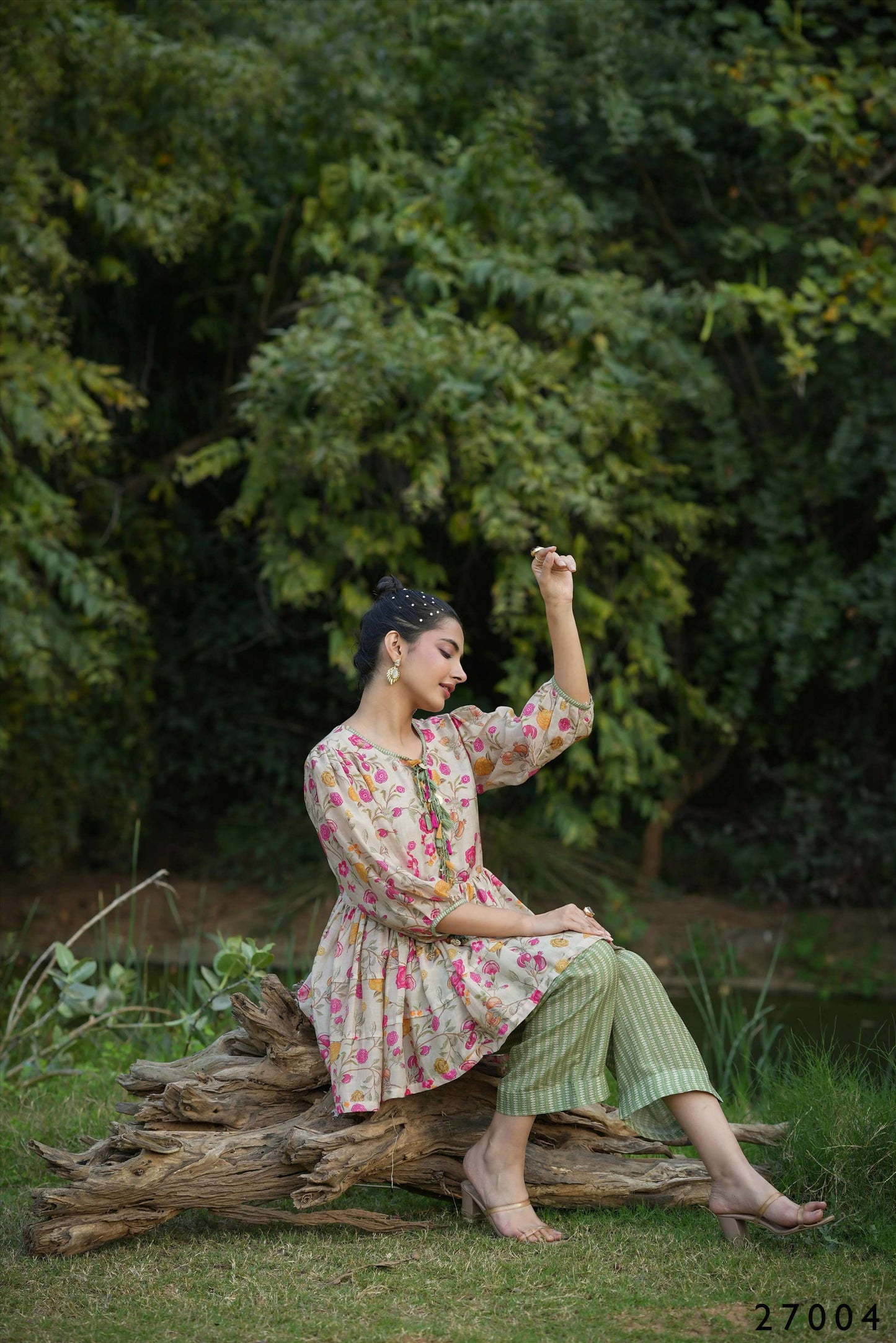 Women's Casual Fashionable Multi Mull Cotton co-ord set - Anya - Swadesiicart