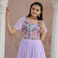 Jyoti Fashion Women's Purple Sequins Thread Embroidery Faux Georgette Anarkali Dress | Swadesiicart