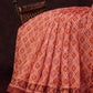 Peachish Orange Diamond Printed Semi Chanderi Saree By Gayathri Reddy Designer Studio | Swadesiicart