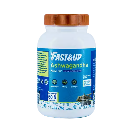 Fast&Up Ashwagandha KSM-66 600mg Capsules - Unflavored - Swadesiicart