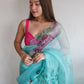 Vamsee Lime Green Organza Saree - Swadesiicart