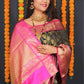 Jyoti Fashion Women's Black Kanjivaram Silk Zari Woven Saree with Blouse | Swadesiicart