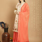 Jyoti Fashion Women's Cream Chanderi Silk Elegant Jardoshi Semi Kurta with Trouser & Dupatta | Swadesiicart