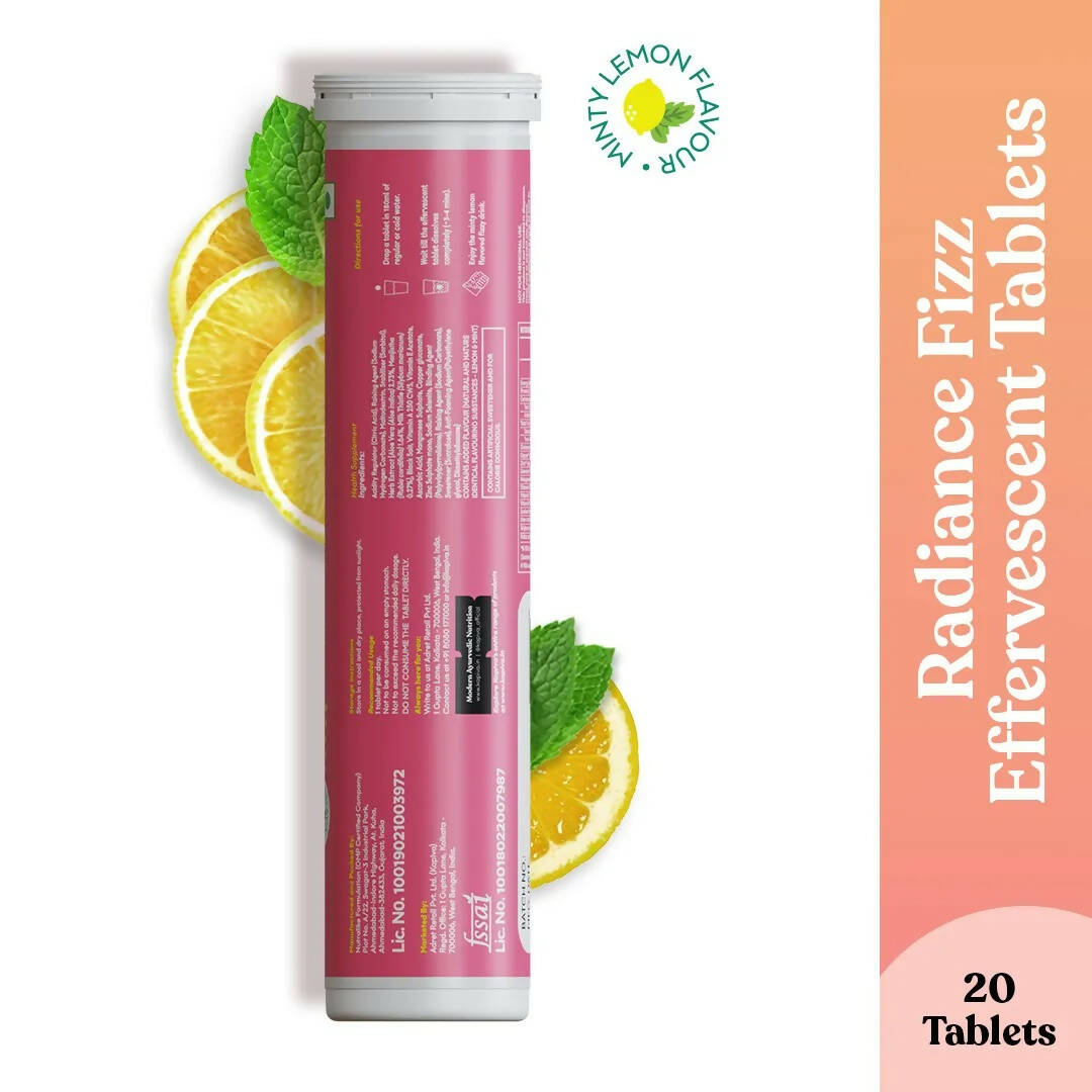 Kapiva Ayurveda Radiance Fizz Happy Skin Effervescent Tablets - Minty Lemon | Swadesiicart