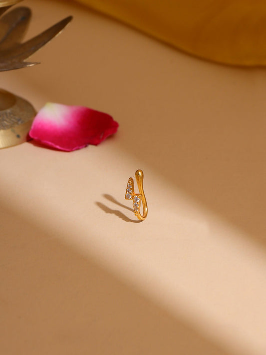 Ruby Raang Gold Bijlee Nose Pin | Swadesiicart