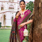 Vishnu Weaves Women's Wine Patola Banarasi Silk Meenakari Zari Woven Saree with Blouse - Swadesiicart