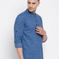 Even Apparels Blue Men's Pure Cotton Kurta With Band Collar | Swadesiicart