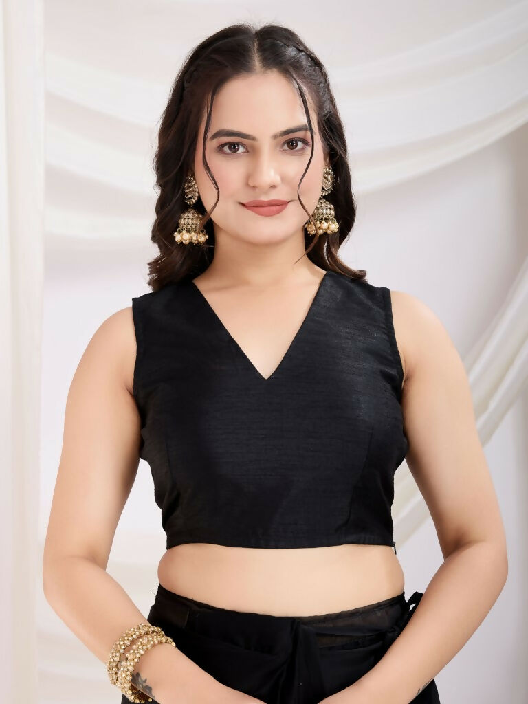 Black Rangoli Silk Diamond Work Ready To Wear Saree - Tamana | Swadesiicart