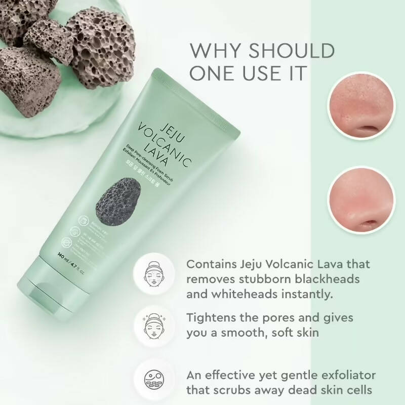 The Face Shop Jeju Volcanic Lava Scrub Foam - Korean Skincare | Swadesiicart