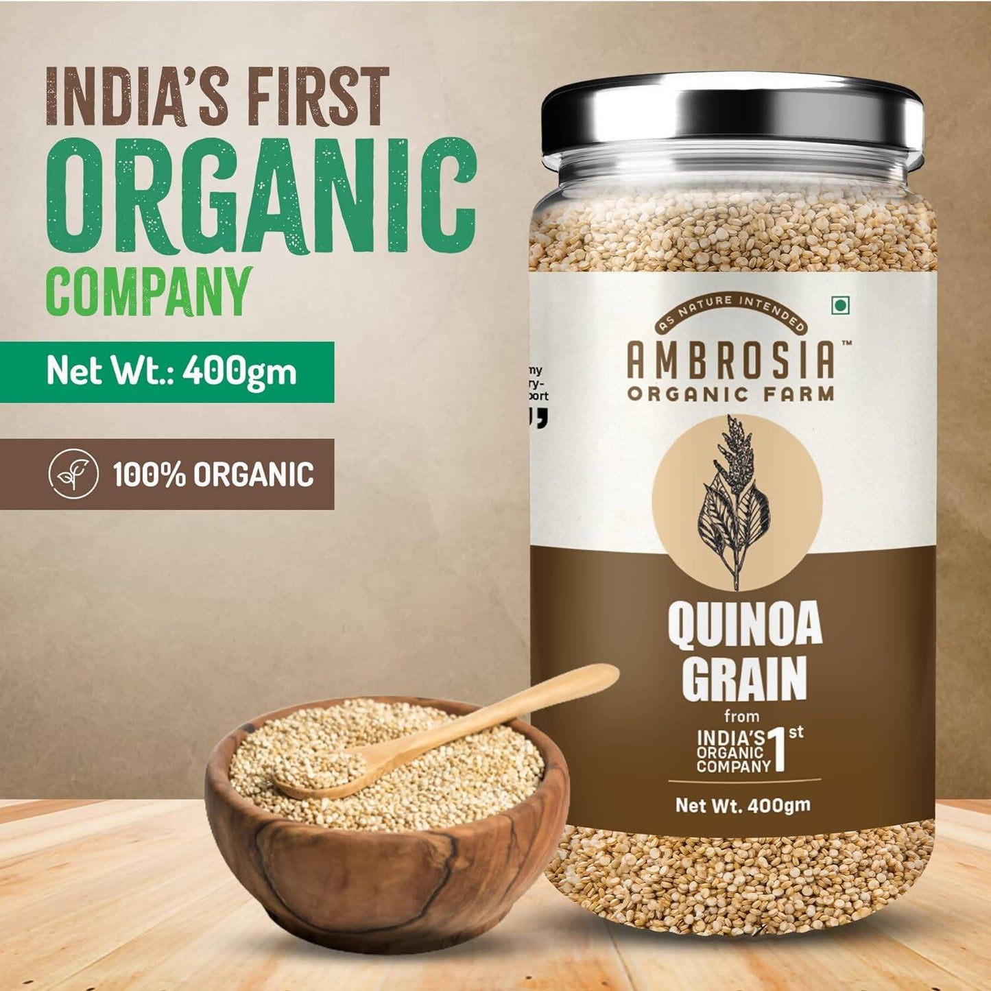 Ambrosia Organic Farm Quinoa Grain - Swadesiicart