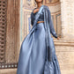 Sky Blue Tom Silk Plain Ready To Wear Saree With Stitched Blouse - Satiksha | Swadesiicart