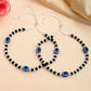 VOJ Set of 2 Silver Plated Evil Eye With Black And Silver Beads Anklet - Swadesiicart