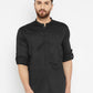 Even Apparels Black Pure Cotton Men's Kurta With Band Collar | Swadesiicart
