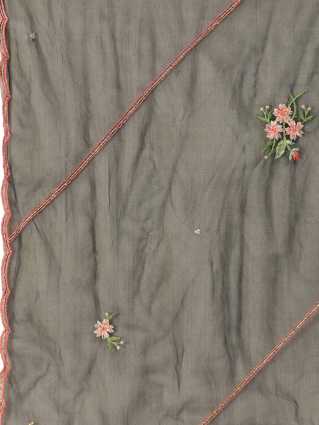 Black Embroidered Chinon Straight Kurta With Trouser & Dupatta - Salimar