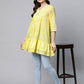 Ahalyaa Women Yellow Cotton Printed Tunic | Swadesiicart