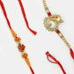 NVR Men Set of 2 Gold-Toned Ganesha Stone-Studded Rakhi With Roli Chawal | Swadesiicart