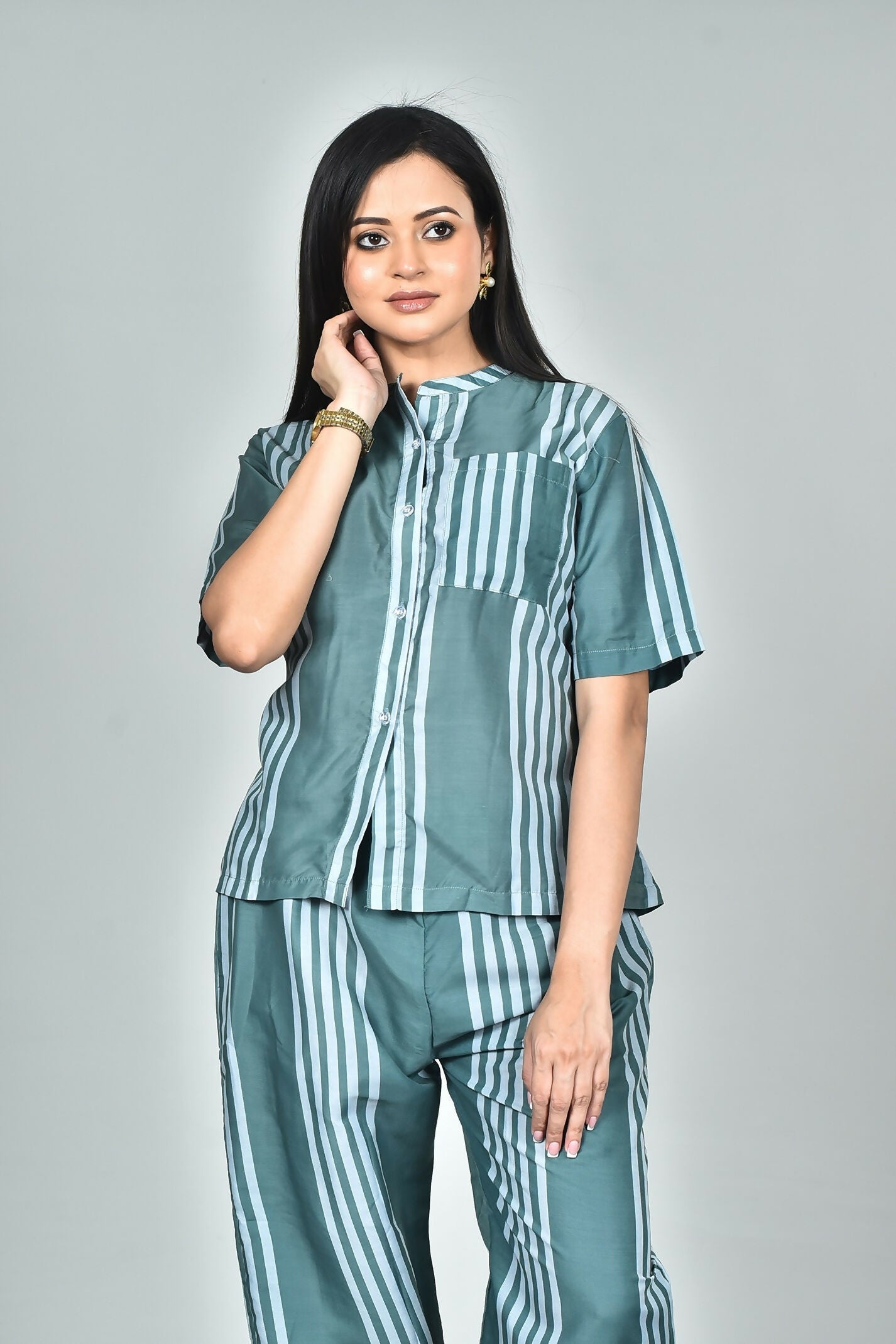 Morchari Digital Print Semi Muslin Co-Ord Set Top & Trouser-Multicolor - Swadesiicart