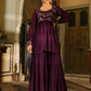 Janasya Purple Georgette Sequined Tunic & Bottom | Swadesiicart
