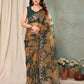 Aafreen Partywear Designer Green Georgette Fancy Saree