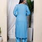 Miravan Women's Chikankari Embroidery Sky Blue Straight Kurta And Palazzo | Swadesiicart
