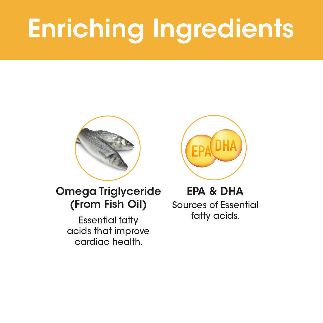 TAC - The Ayurveda Co. Omega 3 Fish Oil Soft Gel Capsules - Swadesiicart